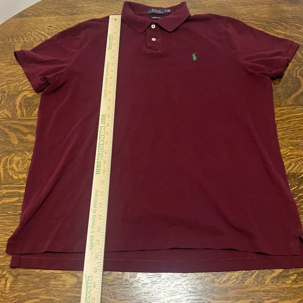 Polo Ralph Lauren Polo Shirt Mens XL Burgundy Custom Slim Fit Cotton Pique Pony